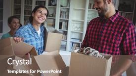  Presentation with family - Cool new presentation with mothercarton - happy family unpacking cartons backdrop and a  colored foreground