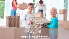  Presentation with new parents at home baby - PPT theme enhanced with mothercarton - happy siblings and parents background and a coral colored foreground