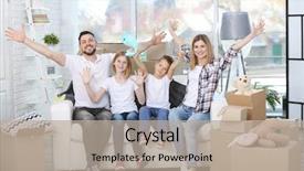  Presentation with happy hour is the best - Slide deck with mothercarton - house move concept happy family background and a  colored foreground