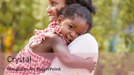  Presentation with african american baby - Slide deck consisting of motherhood - african american mother embracing background and a coral colored foreground
