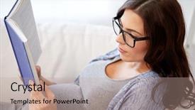  Presentation with motherhood - Presentation design featuring motherhood concept - pregnant woman background and a coral colored foreground