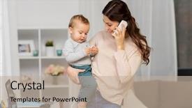  Presentation with motherhood - Slide deck consisting of motherhood multi-tasking family background and a mint green colored foreground