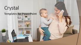  Presentation with motherhood - Presentation featuring motherhood multi-tasking family background and a light gray colored foreground