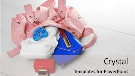  Presentation with diaper - Colorful slide deck enhanced with mothers bag with accessories backdrop and a  colored foreground