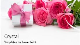  Presentation with roses - Beautiful presentation theme featuring mothers day - bouquet of roses and gift backdrop and a white colored foreground