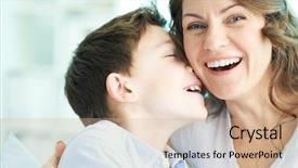  Presentation with family - Colorful PPT theme enhanced with mothers day - family of ecstatic mother backdrop and a soft green colored foreground