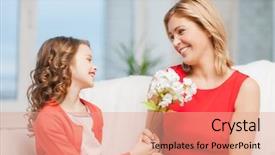  Presentation with mother son flowers - Colorful slides enhanced with mothers day - picture of mother and daughter backdrop and a coral colored foreground