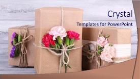  Presentation with mothers day - Colorful PPT theme enhanced with mothers day carnation - beautiful gifts with flowers backdrop and a sky blue colored foreground