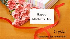  Presentation with gift - Audience pleasing presentation design consisting of mothers day carnation - gift and rose for mother backdrop and a gold colored foreground