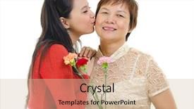  Presentation with racing diversity race ethnicity - Slides with mothers day carnation - mixed race asian daughter giving background and a soft green colored foreground