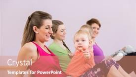  Presentation with babies - Slide deck enhanced with mothers-exercising-with-their-babies background and a coral colored foreground