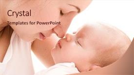 Presentation with mother love - PPT theme consisting of mother's love cute baby background and a coral colored foreground
