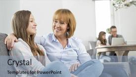  Presentation with trainee nurse sitting by female - Presentation theme having mothers teenagers - affectionate mother and daughter sitting background and a light blue colored foreground