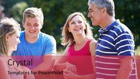  Presentation with family children - Presentation design featuring mothers teenagers - family with teenage children walking background and a red colored foreground