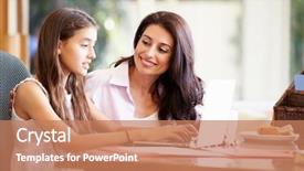  Presentation with teenage brain - Slide set featuring mothers teenagers - mother and teenage daughter looking background and a coral colored foreground