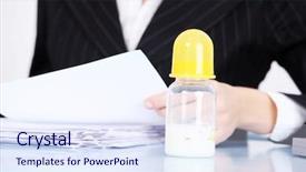  Presentation with milk baby - Theme consisting of mothers work - baby bottle with milk background and a sky blue colored foreground