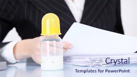  Presentation with milk baby - Slide set enhanced with mothers work - baby bottle with milk background and a sky blue colored foreground