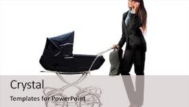  Presentation with woman pushing shopping trolley - PPT theme enhanced with mothers work - beautiful woman pushing a pram background and a light gray colored foreground