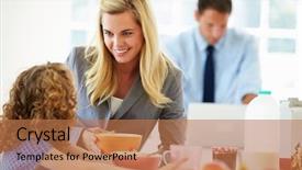  Presentation with parents - Presentation theme consisting of mothers work - parents and daughter having breakfast background and a coral colored foreground