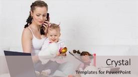  Presentation with young mothers - Presentation theme enhanced with mothers work - small child and busy young background and a  colored foreground