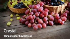  Presentation with table grape - Slides having motif - grape in basket on wooden background and a dark gray colored foreground