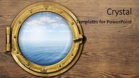  Presentation with motif - Slides consisting of motif - ship porthole on wooden wall background and a coral colored foreground