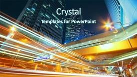  Presentation with city night - Presentation design enhanced with motion blur - downtown city night background and a navy blue colored foreground