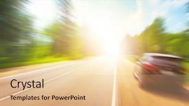  Presentation with road yellow - PPT theme consisting of motion blur and sunlight background and a lemonade colored foreground
