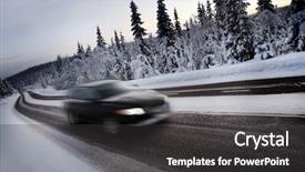  Presentation with empty road motion blur - Presentation theme enhanced with motion blur of car driving background and a dark gray colored foreground