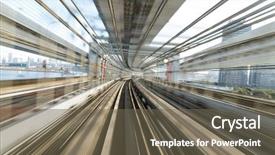  Presentation with railway - Presentation theme enhanced with motion blur of japanese railway background and a tawny brown colored foreground