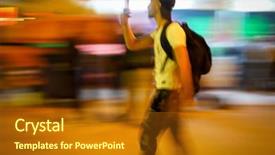  Presentation with city people walking - Presentation theme having city iran - motion blur of people walking background and a tawny brown colored foreground