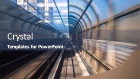  Presentation with train - Presentation design consisting of motion-blur-of-train-moving background and a ocean colored foreground