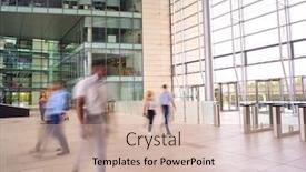  Presentation with lobby - Slide deck consisting of motion-blur-shot-of-businesspeople background and a soft green colored foreground