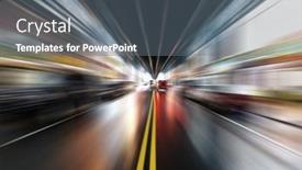  Presentation with commuter - Cool new PPT theme with motion-blur-view-of-wet backdrop and a gray colored foreground