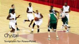  Presentation with physics motion - PPT theme with motion blurred basketball game action background and a  colored foreground