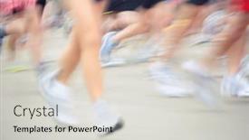  Presentation with runners - Theme consisting of motion-blurred-marathon-runners background and a light gray colored foreground