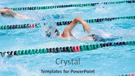  Presentation with swimmer - Audience pleasing presentation design consisting of motion-blurred-swimmer backdrop and a light blue colored foreground