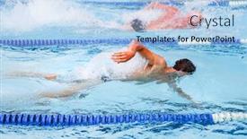  Presentation with motion - PPT layouts having motion-blurred-swimmers background and a light blue colored foreground