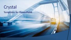 Presentation with traffic - Audience pleasing presentation theme consisting of motion blurred traffic on bridge backdrop and a sky blue colored foreground