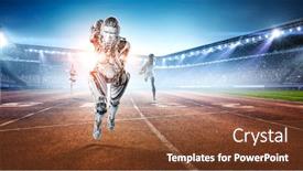  Presentation with mixed reality - PPT theme consisting of biomechanics - motion caption virtual reality mixed background and a tawny brown colored foreground