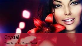  Presentation with motion design - Cool new PPT theme with motion design background - beautiful young woman portrait backdrop and a crimson colored foreground