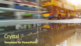  Presentation with hongkong - Colorful PPT theme enhanced with motion double-decker bus hongkong backdrop and a tawny brown colored foreground