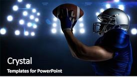  Presentation with american football - Colorful presentation theme enhanced with american football player catching rugby ball against stadium floodlights backdrop and a black colored foreground