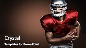  Presentation with football goal post american field - Beautiful PPT theme featuring player holding ball against orange backdrop and a wine colored foreground