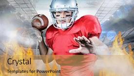  Presentation with american football - PPT theme having football between the fire flame background and a yellow colored foreground