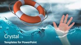  Presentation with lightning - Slide set enhanced with open hand waving against stormy dark sky with lightning bolts 3d background and a ocean colored foreground