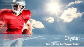  Presentation with sunshine - Amazing slides having portrait of sportsman running while playing american football against cloudy sky with sunshine backdrop and a teal colored foreground
