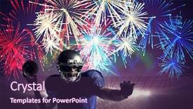  Presentation with football stadium - Colorful theme enhanced with sportsman throwing football against fireworks backdrop and a  colored foreground