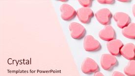  Presentation with candy heart - Beautiful theme featuring motion hearts - pink heart shape chocolate candy backdrop and a lemonade colored foreground