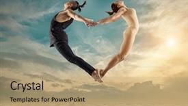  Presentation with sunny sky - Audience pleasing slides consisting of motion hearts - two person dancers woman backdrop and a coral colored foreground